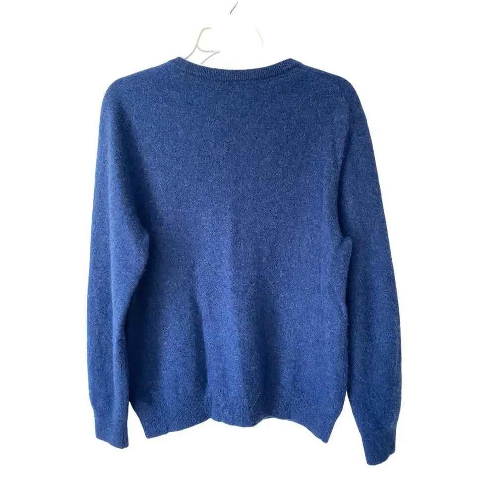 Daniel Hechter Paris Classic Crewneck Men's cashmere 2 Ply Sweater Blue large